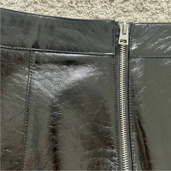 TOPSHOP Black Shiny PVC Fitted Mini Skirt with Front Zip - Picture 8 of 12